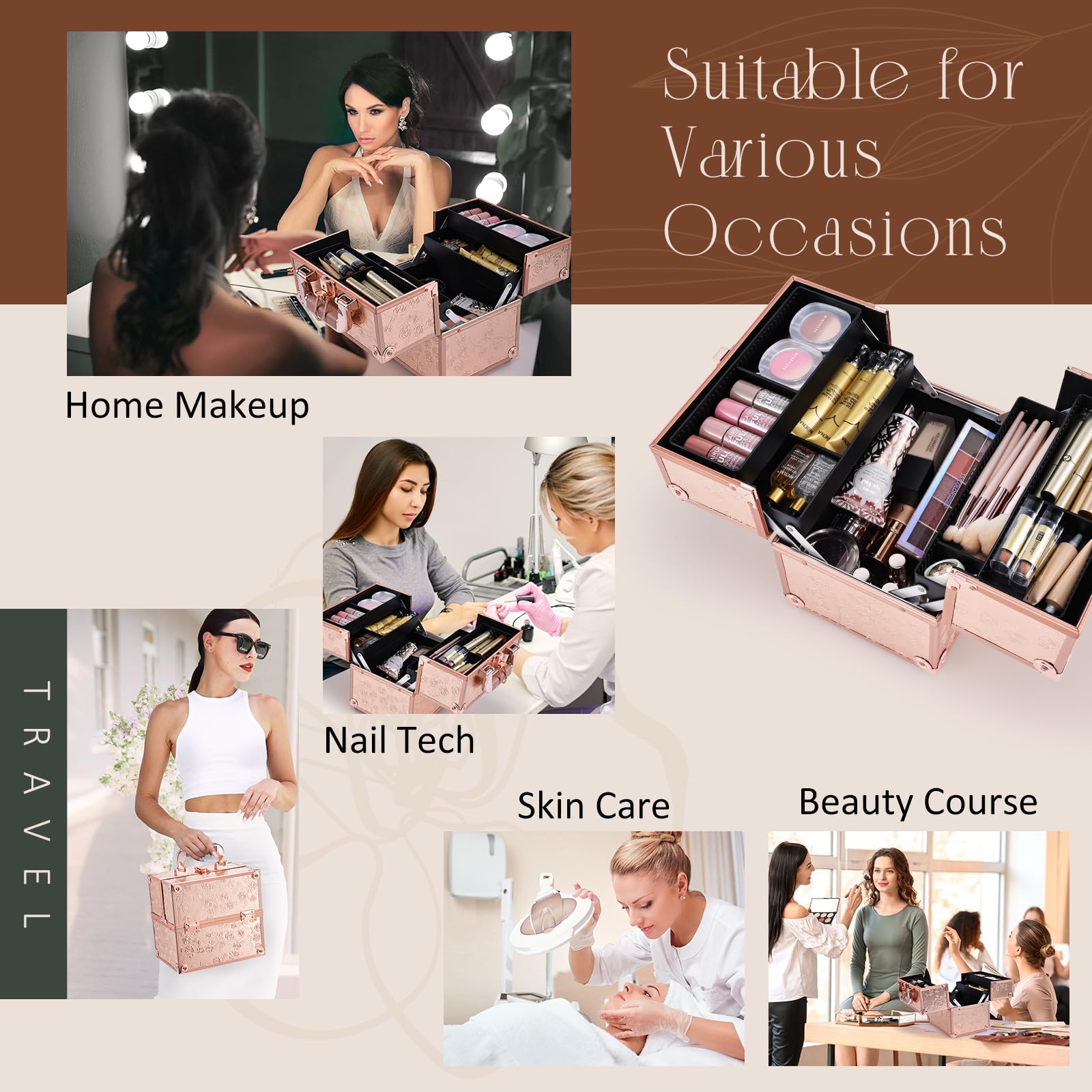 Amazon.com : FRENESSA Makeup Train Case Cosmetic Box Portable